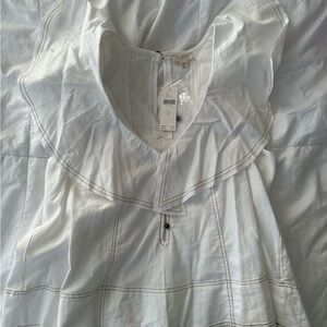 Anthropologie White Ruffled Blouse